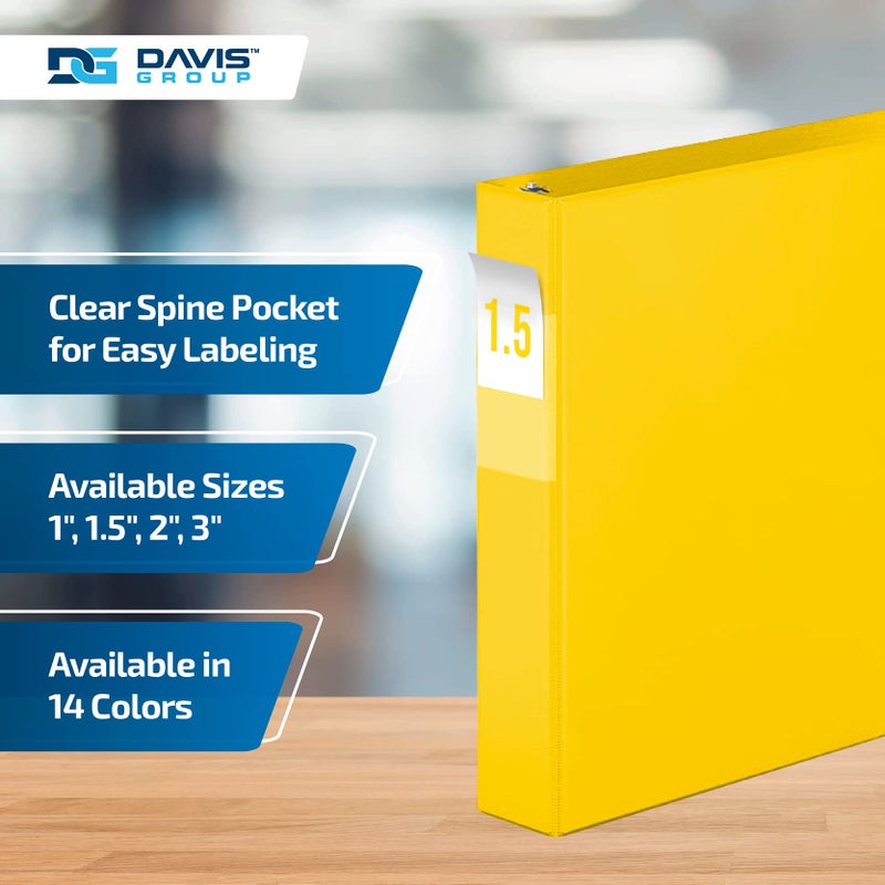 Davis Group Premium Economy 6-Pack 3-Ring Binders for School or Office, D-Ring Binders, 1.5 Inch, Yellow - Image 4